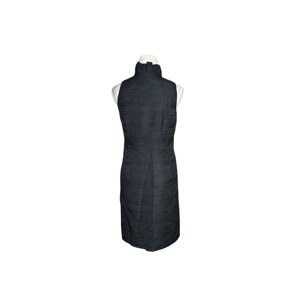 Ann Taylor Halter Dress Size 4 Ruffle Neck Black Textured Sleeveless Office Work - Picture 2 of 7